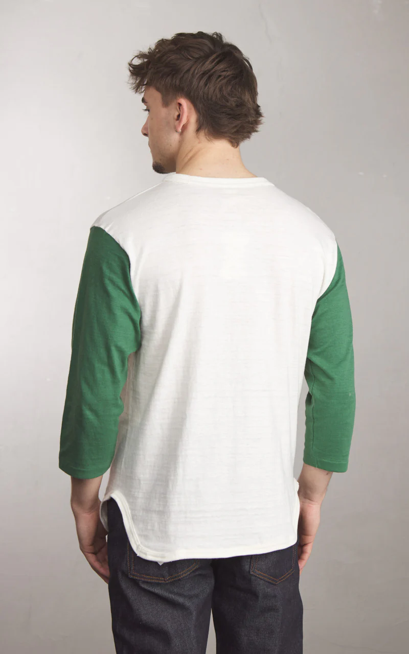 Warehouse & Co. Lot 4800 Three Quarter Baseball T-Shirt Cream/Light Green - Image 4