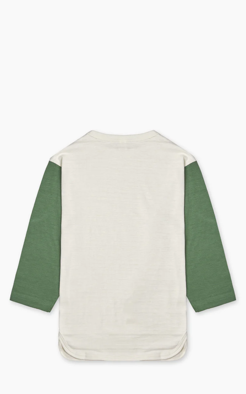 Warehouse & Co. Lot 4800 Three Quarter Baseball T-Shirt Cream/Light Green - Image 6