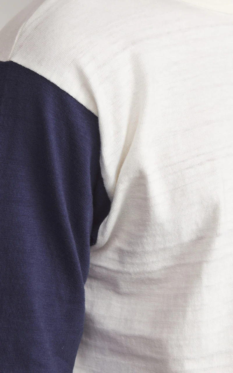 Warehouse & Co. Lot 4800 Three Quarter Baseball T-Shirt Cream/Navy - Image 4