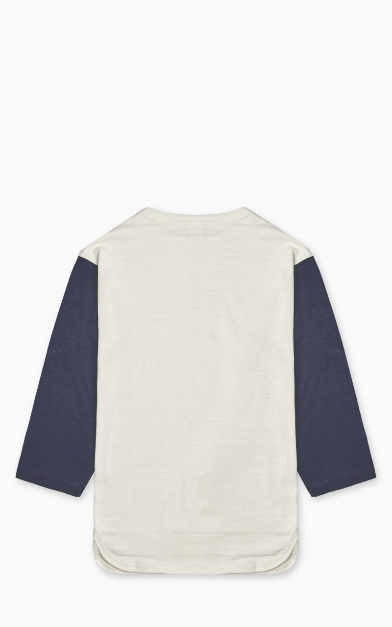 Warehouse & Co. Lot 4800 Three Quarter Baseball T-Shirt Cream/Navy - Image 5