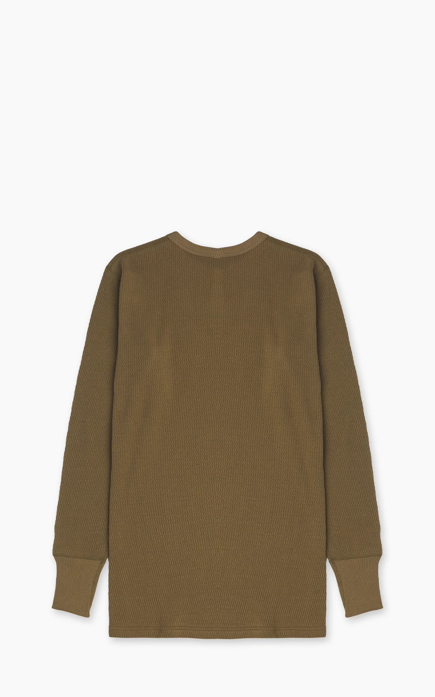 Warehouse & Co. Lot 5903 Crewneck Waffle LS T-Shirt OD Green - Image 3