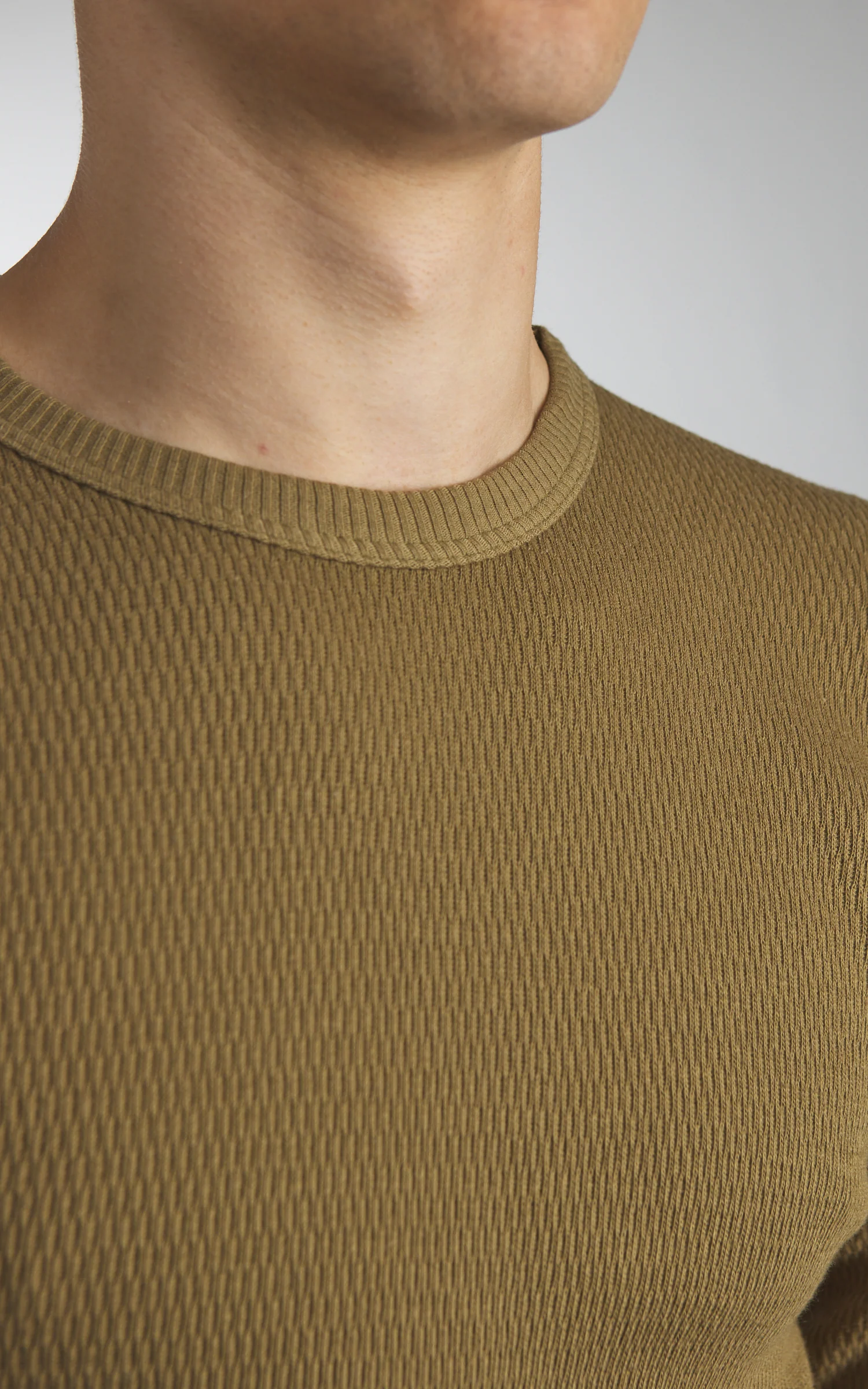 Warehouse & Co. Lot 5903 Crewneck Waffle LS T-Shirt OD Green - Image 5