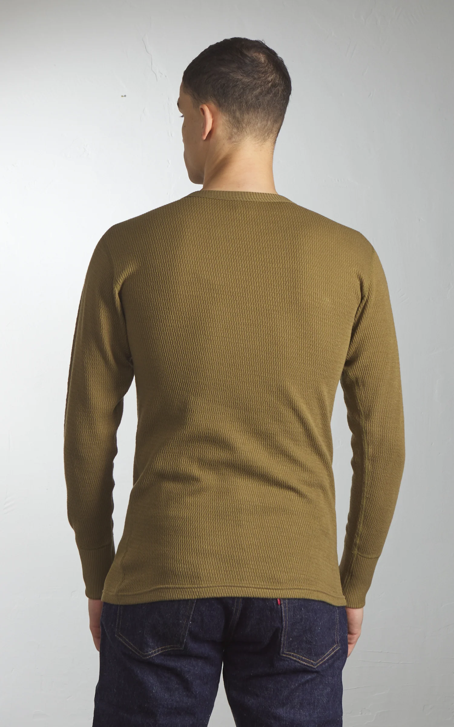 Warehouse & Co. Lot 5903 Crewneck Waffle LS T-Shirt OD Green - Image 6
