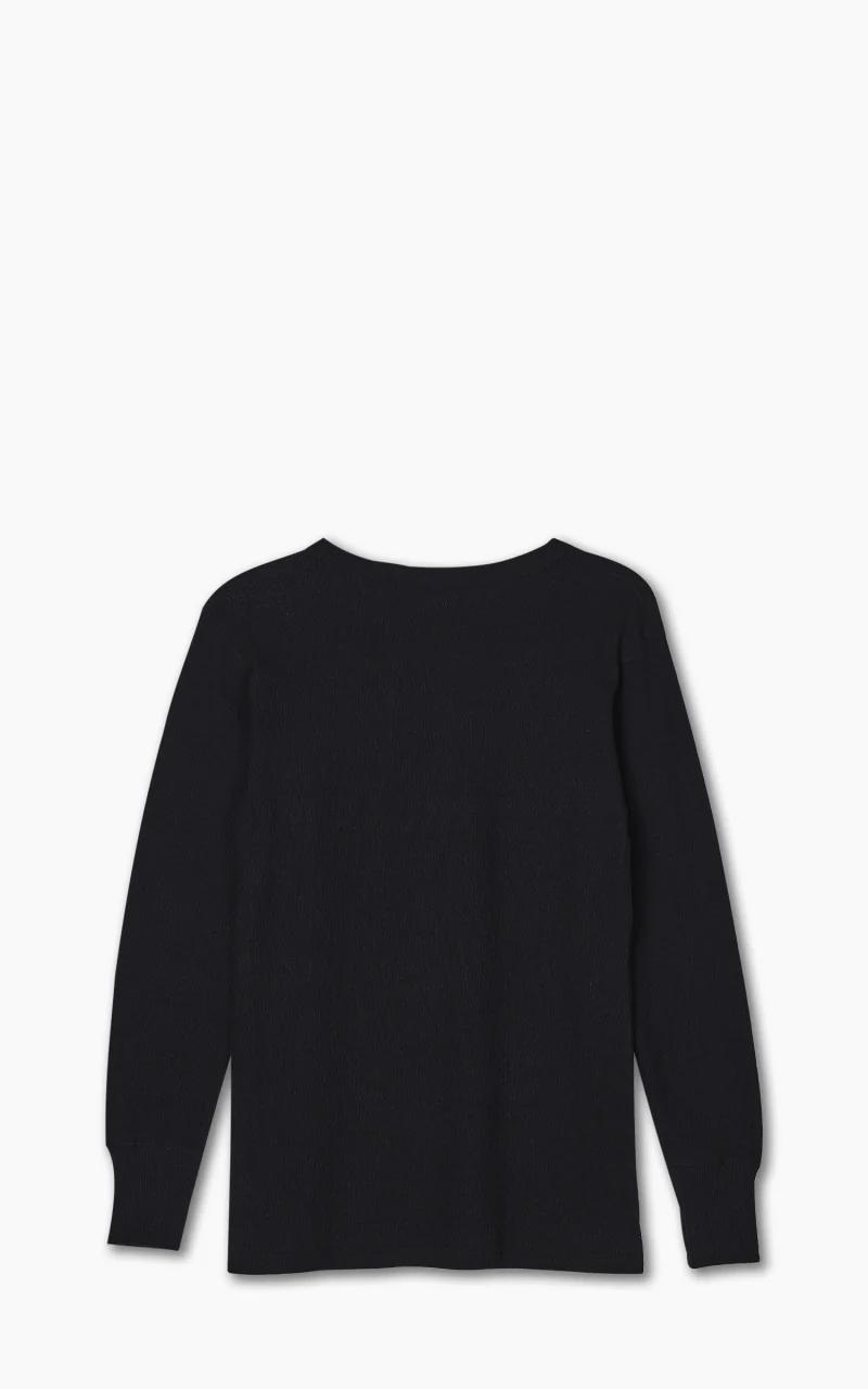 Warehouse & Co. Lot 5904 Waffle-Knit Henley Neck Long Sleeve T-Shirt Black - Image 6