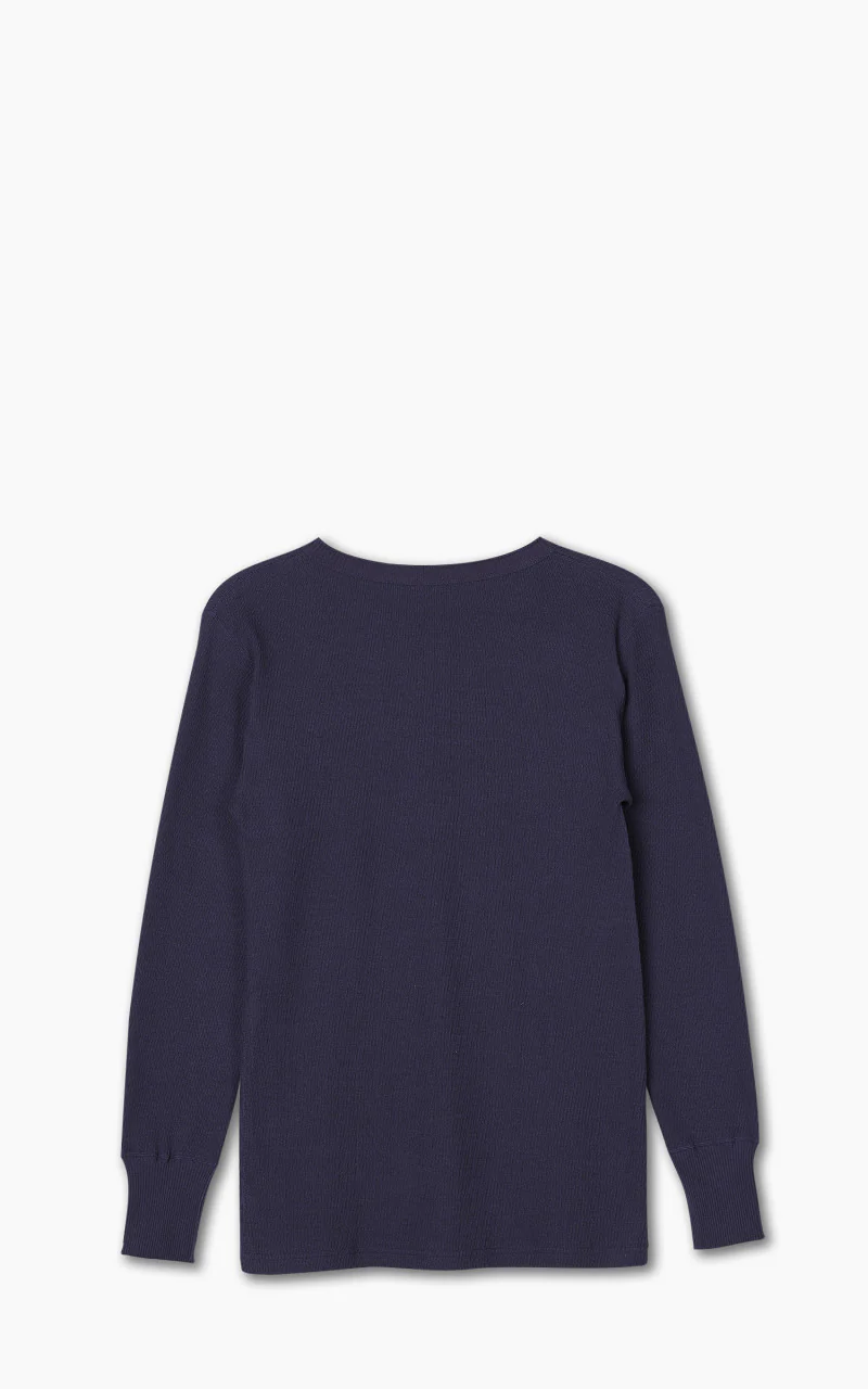 Lot 5904 Waffle-Knit Henley Neck Long Sleeve T-Shirt Navy - Image 6