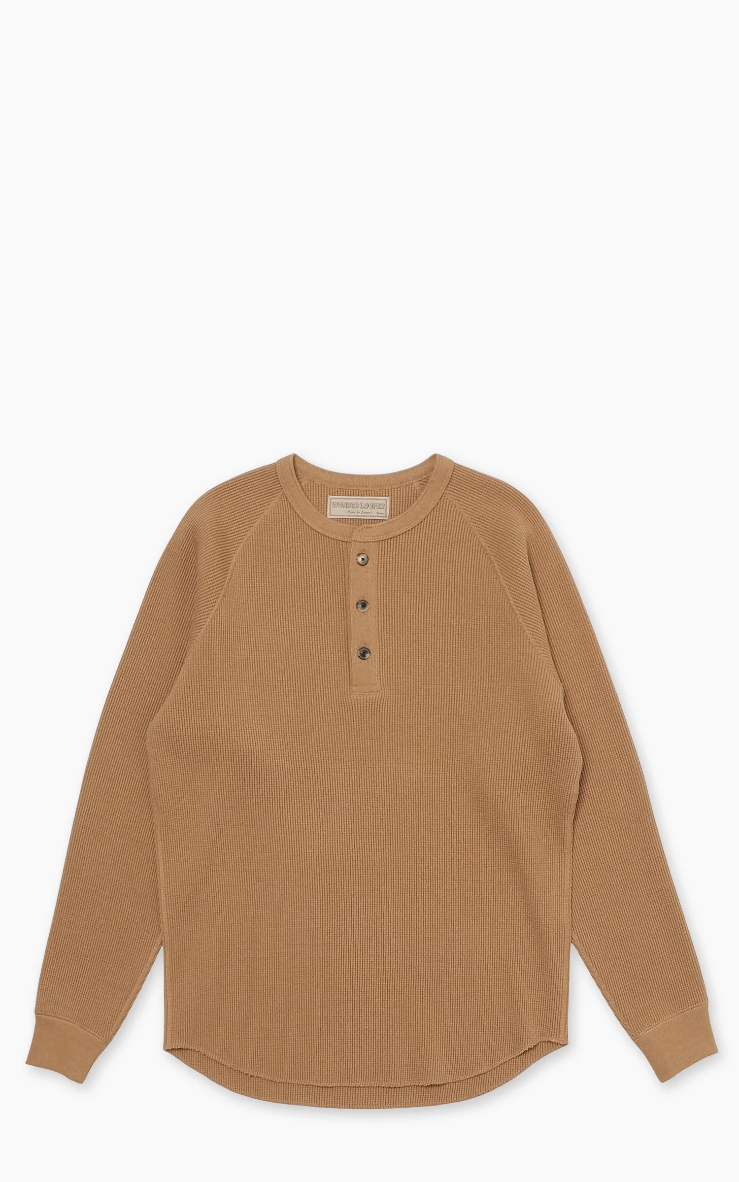 Wonder Looper Henley Foxfibre® Heavyweight Waffle Coyote 70 Brown - Image 12