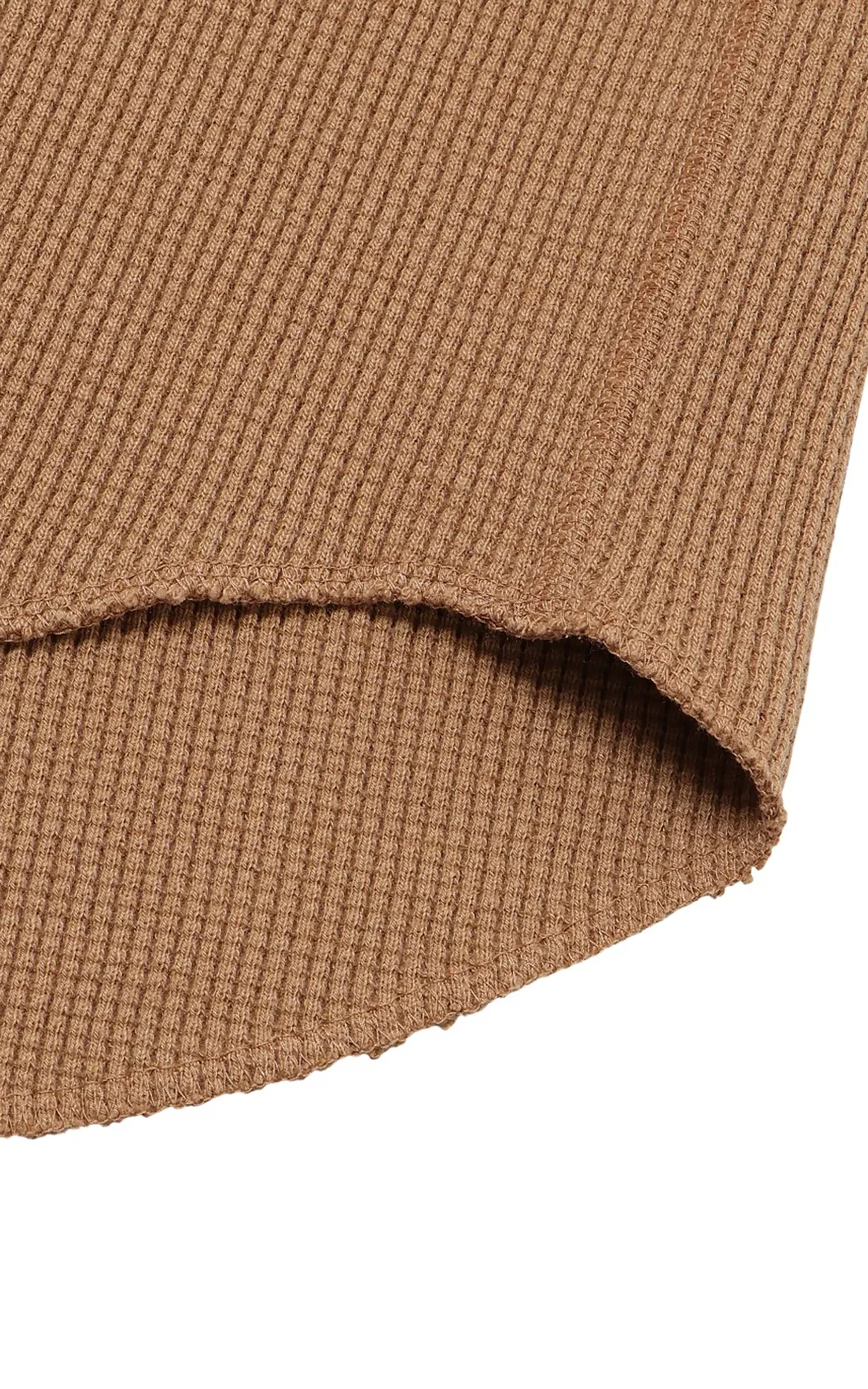 Wonder Looper Henley Foxfibre® Heavyweight Waffle Coyote 70 Brown - Image 9