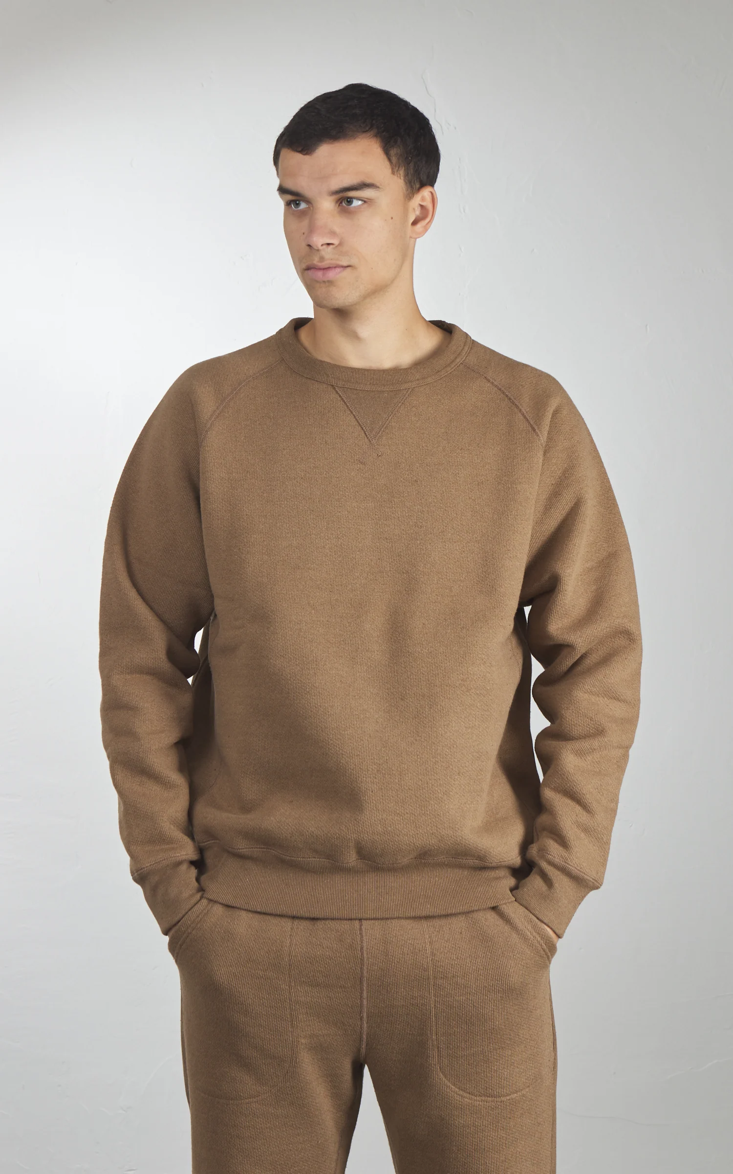 Wonder Looper Pullover Crewneck Double Heavyweight French Terry Iron Mordant Foxfibre® Coyote 80 - Image 5