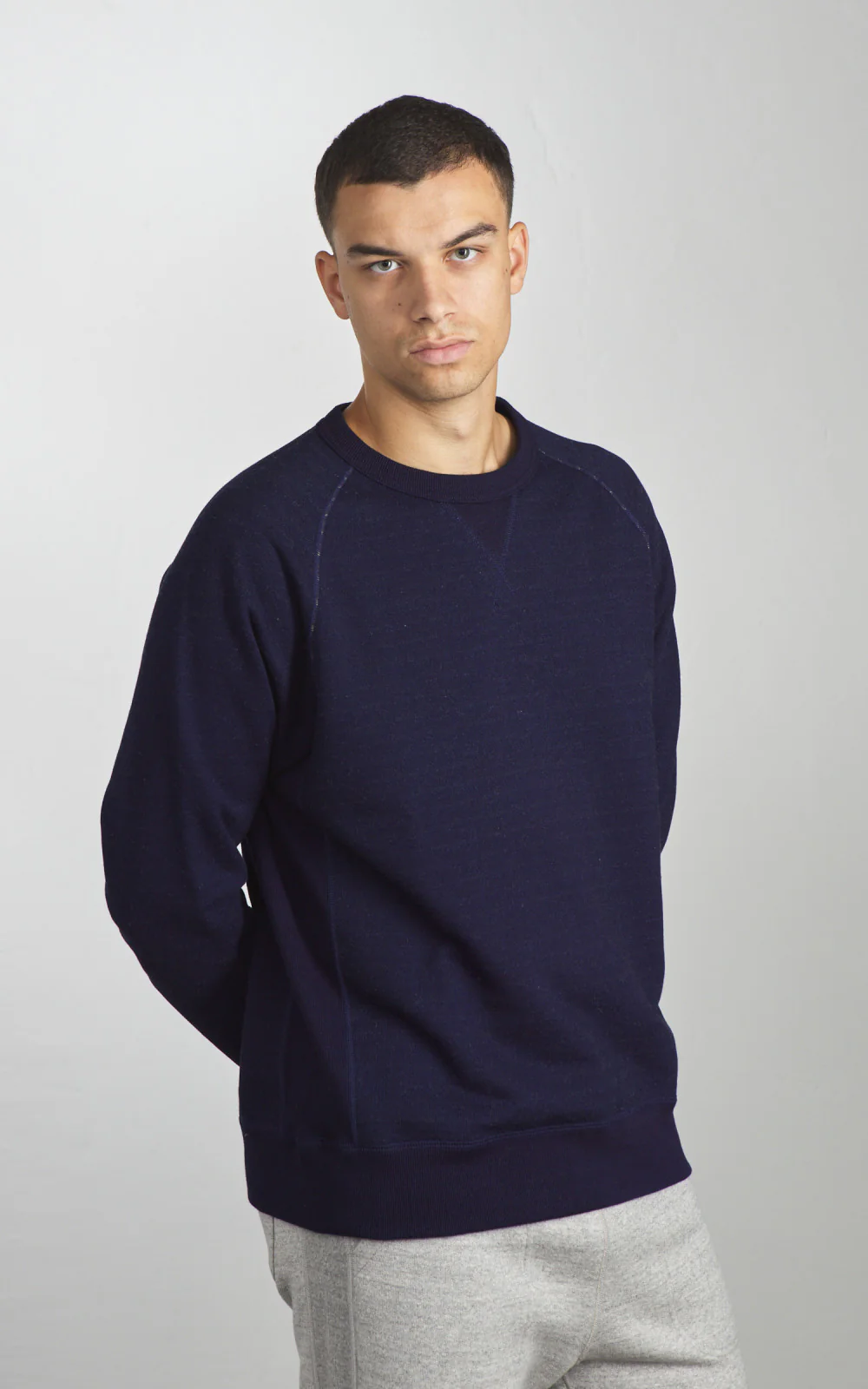 Wonder Looper Pullover Crewneck Real Indigo Blanket Striped French Terry Indigo - Image 2
