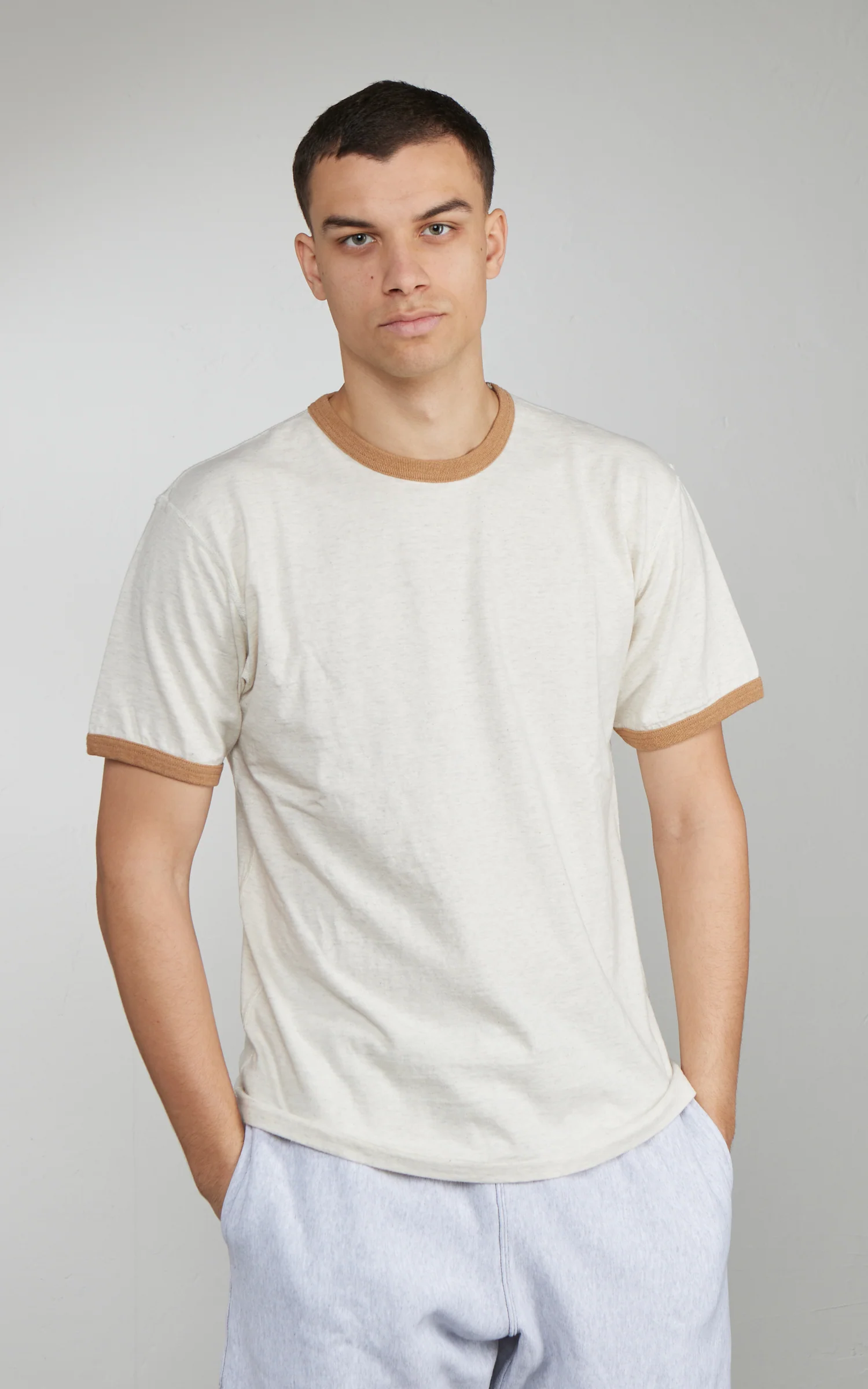 Wonder Looper Recycled Cotton Foxfibre® Ringer T Sand - Image 4