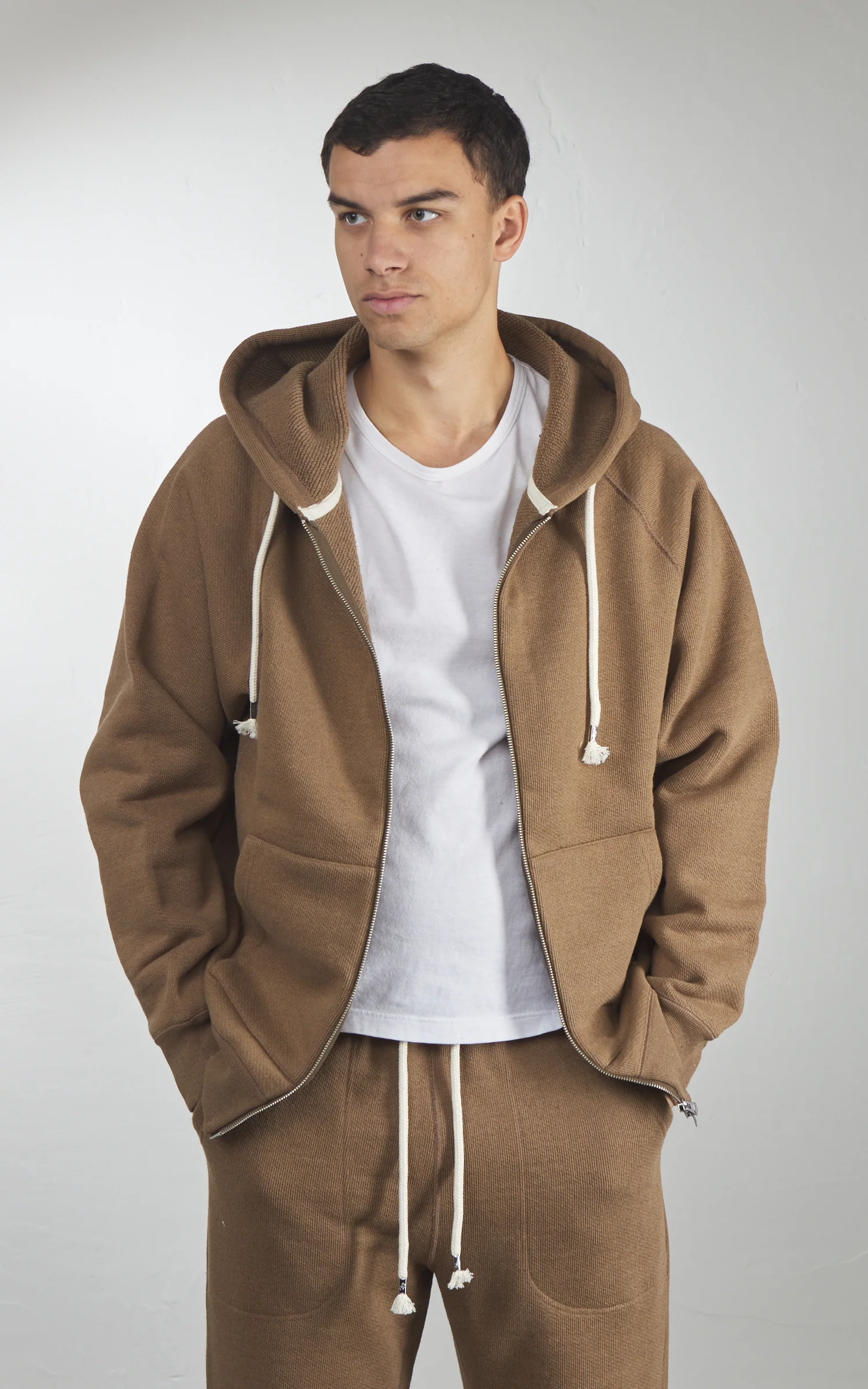 Wonder Looper Zip Hoodie Double Heavyweight French Terry Iron Mordant Foxfibre® Coyote 80 - Image 2