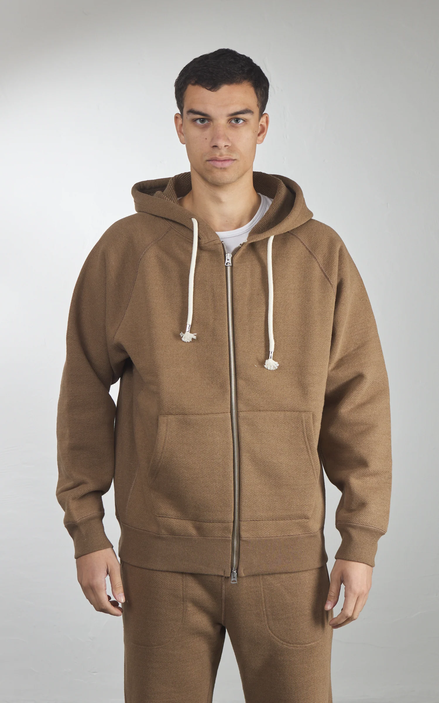 Wonder Looper Zip Hoodie Double Heavyweight French Terry Iron Mordant Foxfibre® Coyote 80 - Image 3