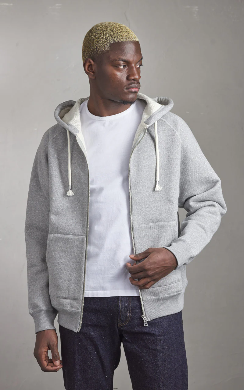 Wonder Looper Zip Hoodie Double Heavyweight French Terry Heather Grey - Image 2