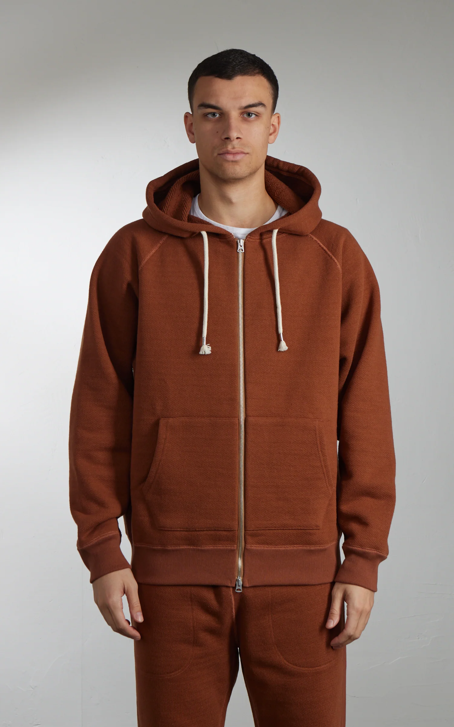 Wonder Looper Zip Hoodie Double Heavyweight French Terry Rust - Image 2
