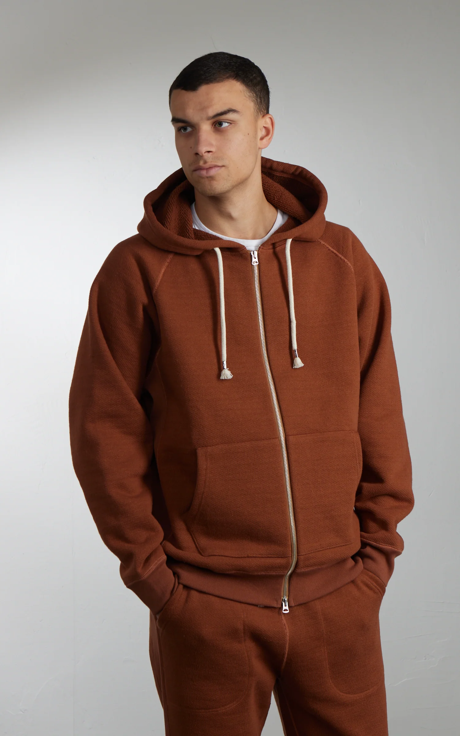 Wonder Looper Zip Hoodie Double Heavyweight French Terry Rust - Image 5