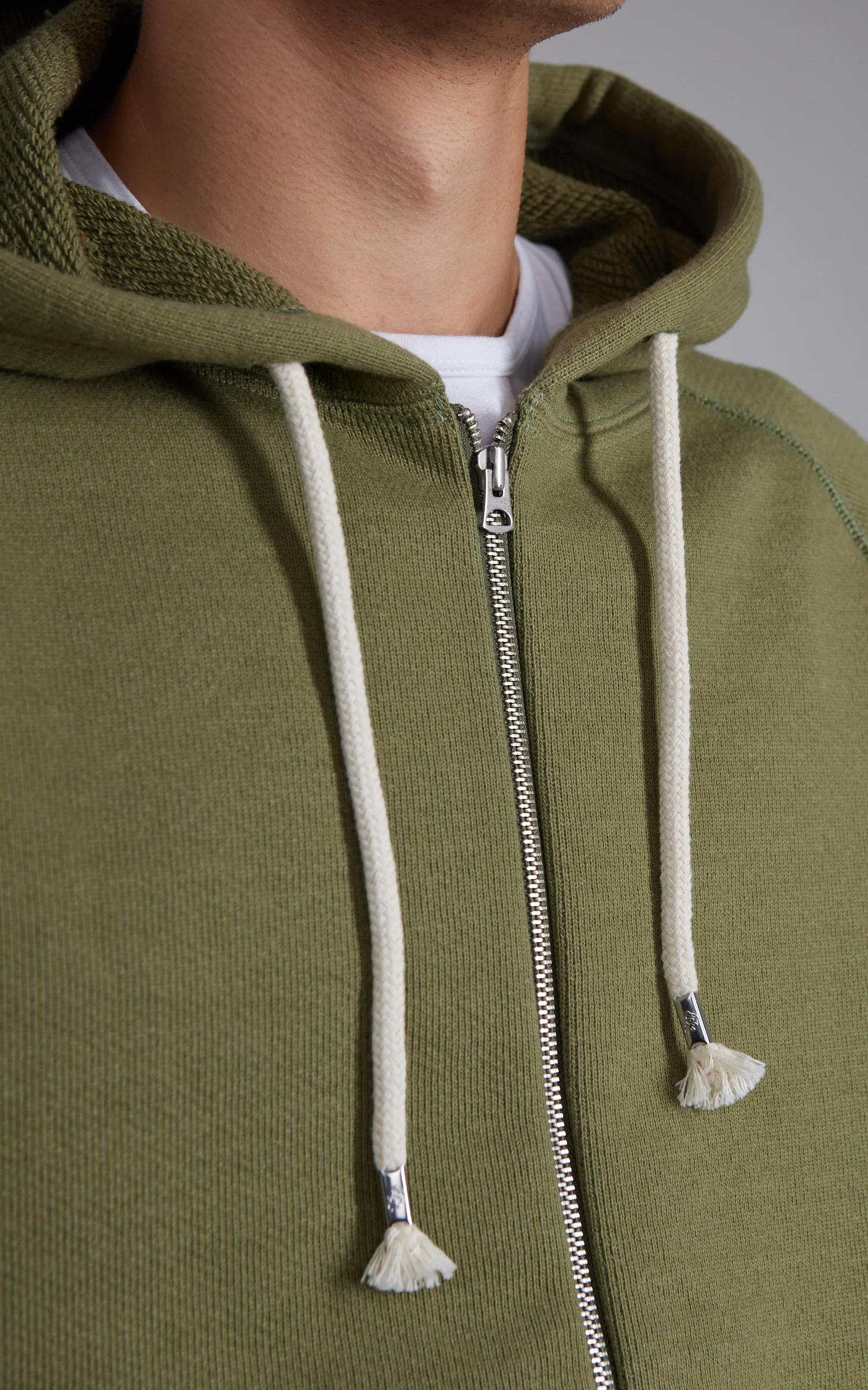 Wonder Looper Zip Hoodie Double Heavyweight French Terry Sage - Image 7