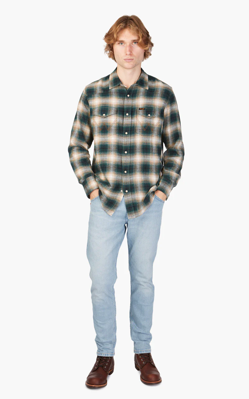 Wrangler L/S Western Shirt Dark Matcha - Image 2