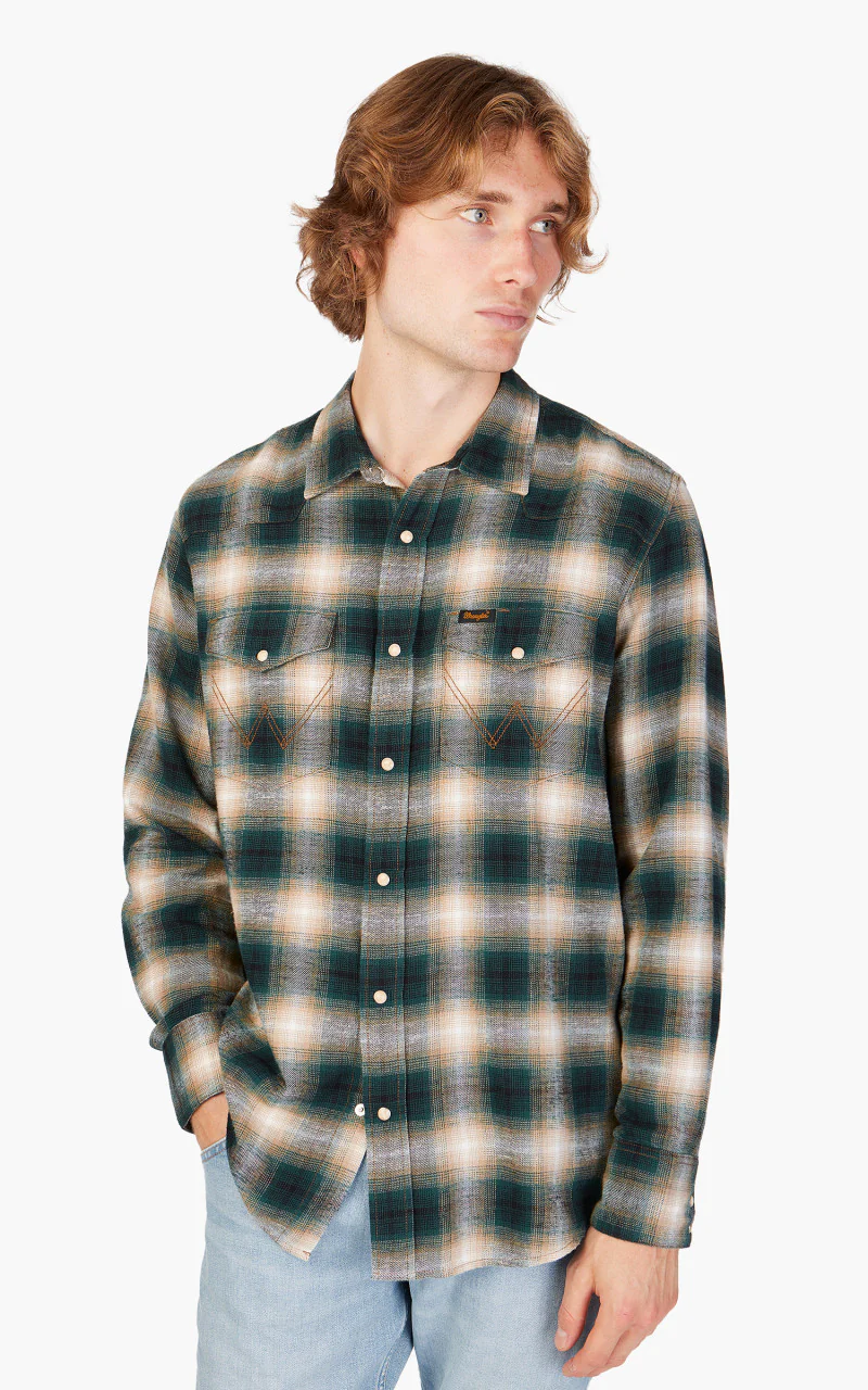 Wrangler L/S Western Shirt Dark Matcha - Image 4
