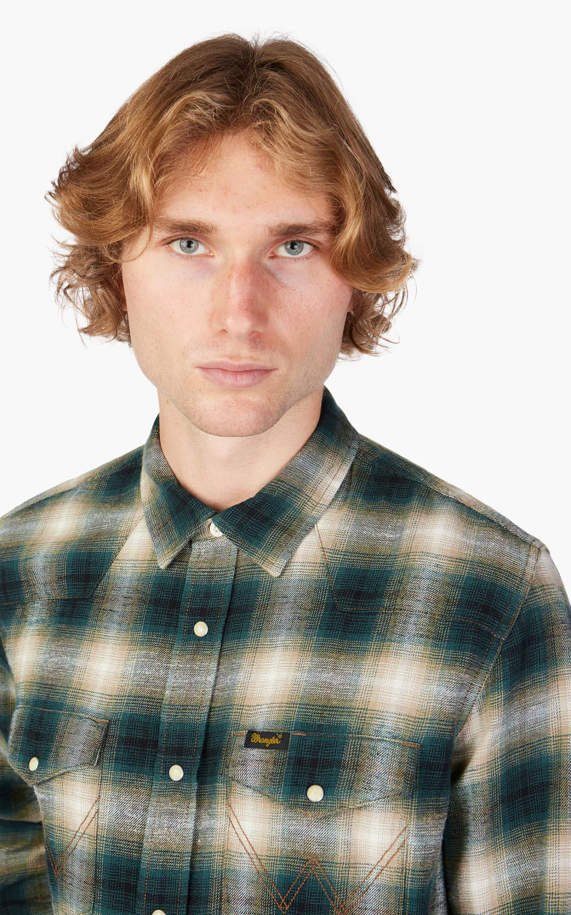 Wrangler L/S Western Shirt Dark Matcha - Image 5