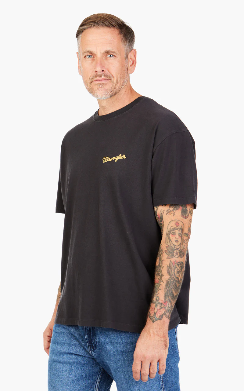 Wrangler Slogan Tee Faded Black - Image 4
