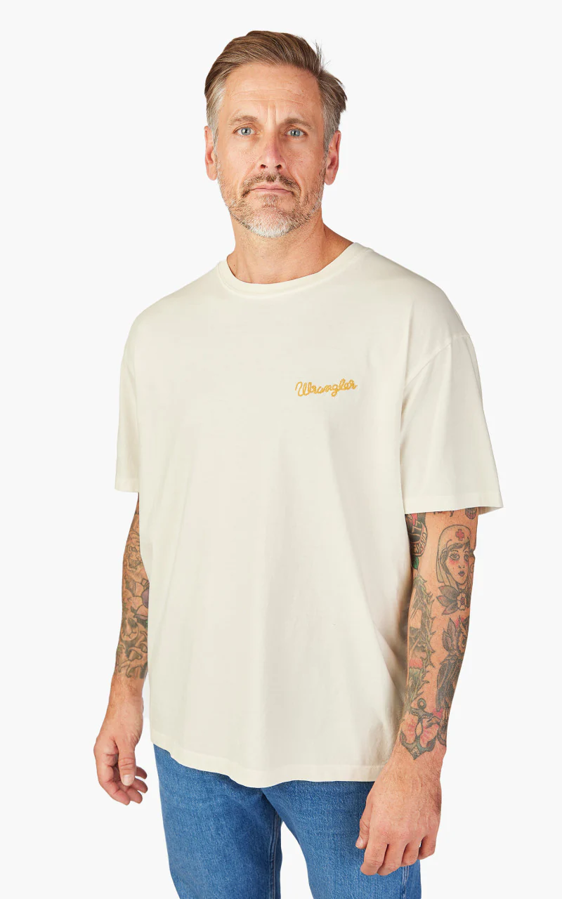 Wrangler Slogan Tee Worn White - Image 6