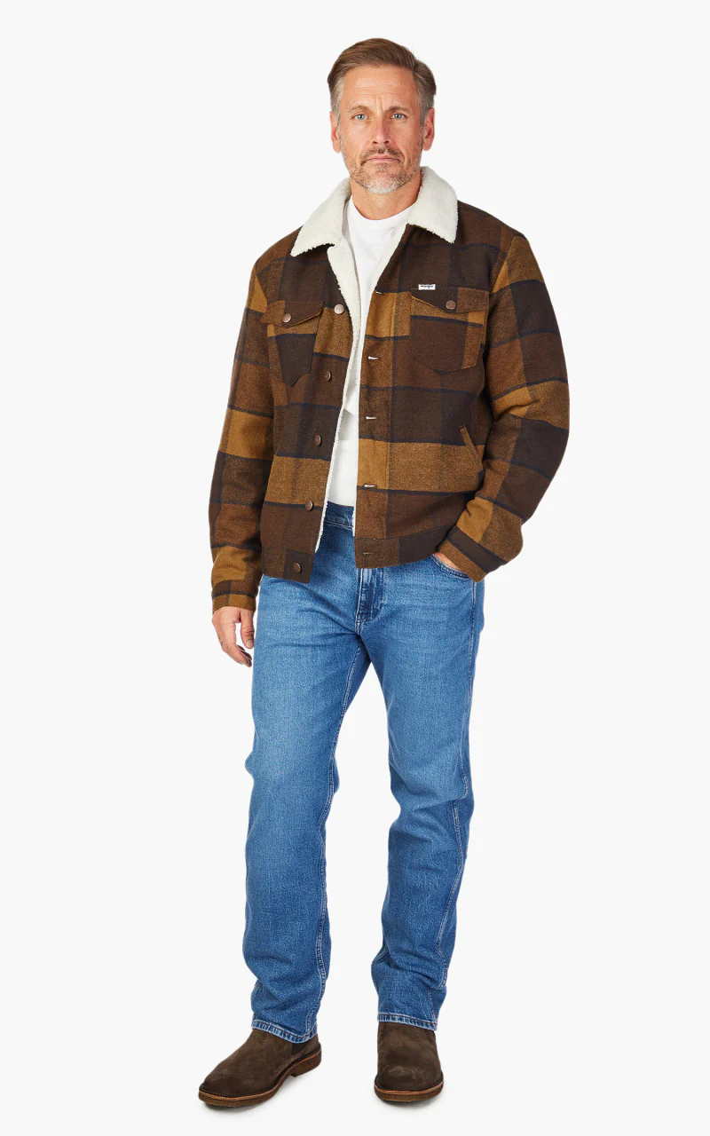 Wrangler Wool Trucker Jacket Yellow Check - Image 2