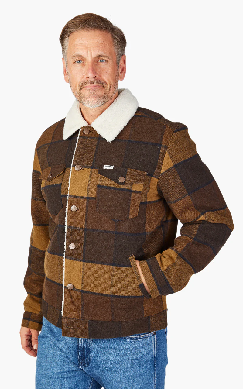 Wrangler Wool Trucker Jacket Yellow Check - Image 4