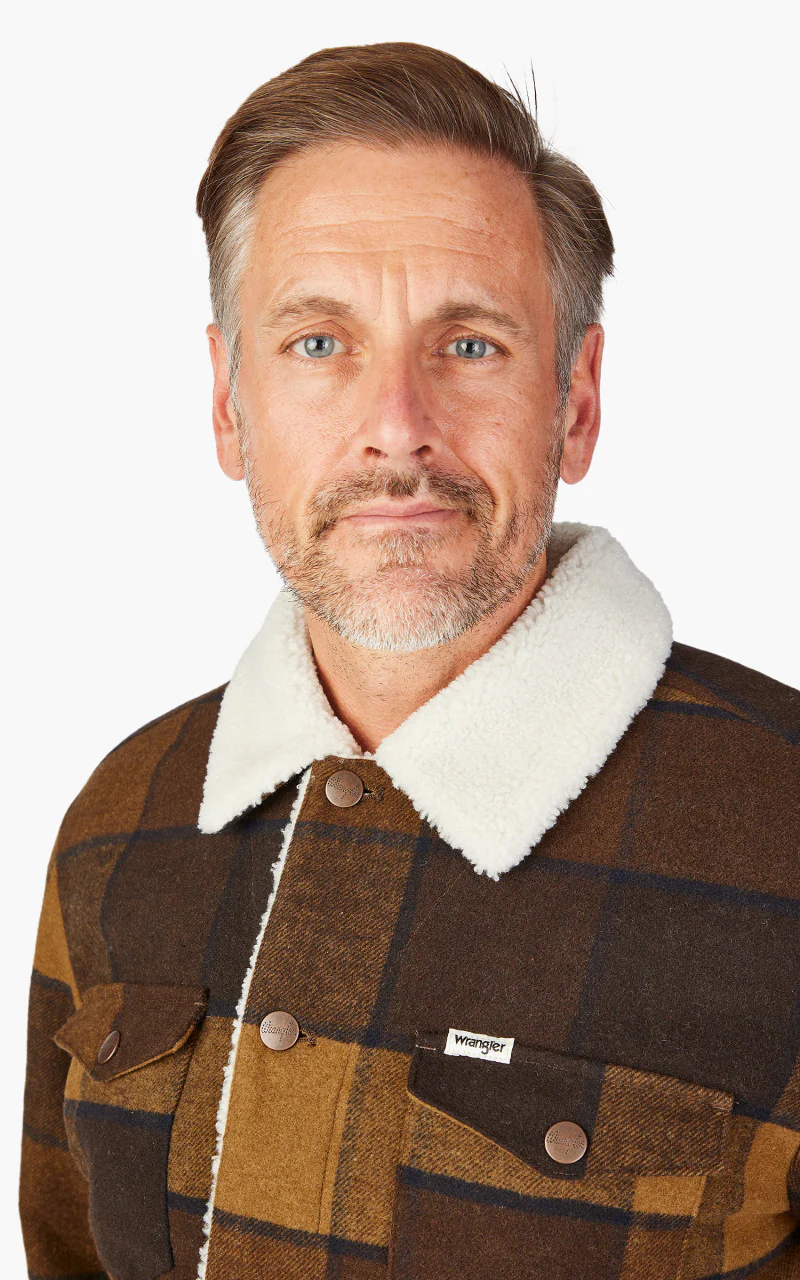 Wrangler Wool Trucker Jacket Yellow Check - Image 5