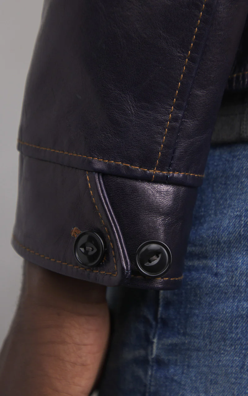 Y'2 Leather IR-42 Horsehide Single Riders Leather Jacket Indigo - Image 10