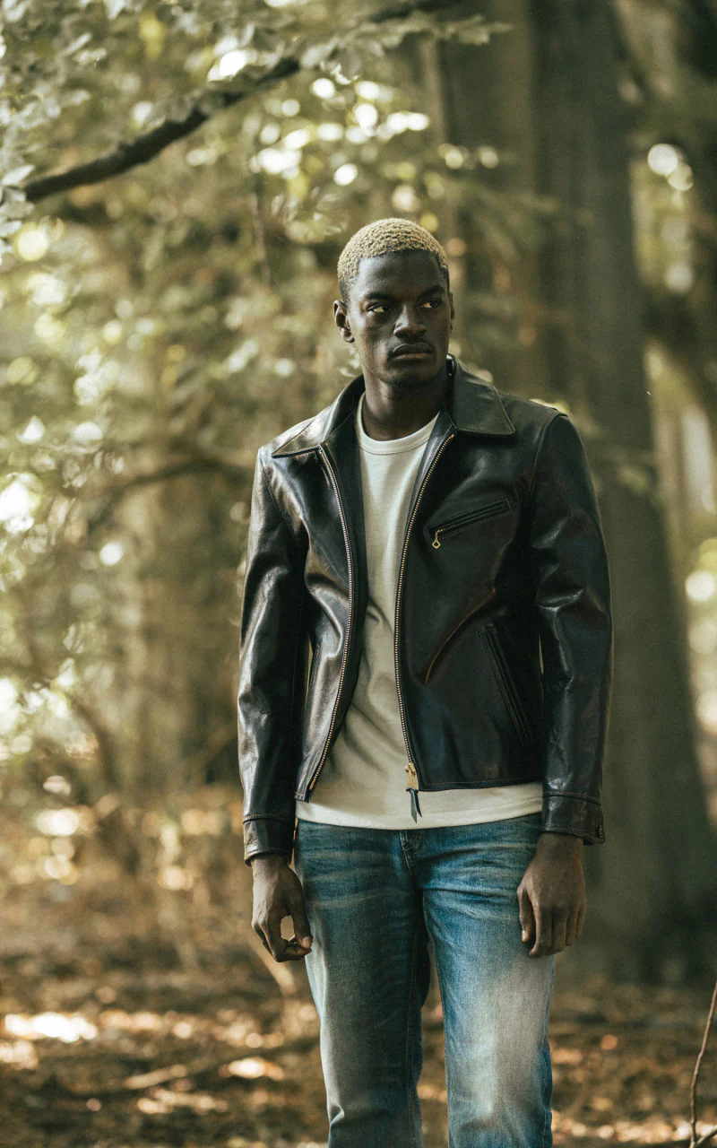 Y'2 Leather IR-42 Horsehide Single Riders Leather Jacket Indigo - Image 3