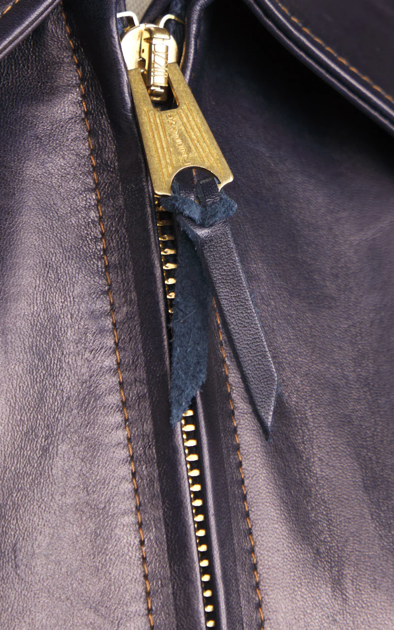 Y'2 Leather IR-42 Horsehide Single Riders Leather Jacket Indigo - Image 6