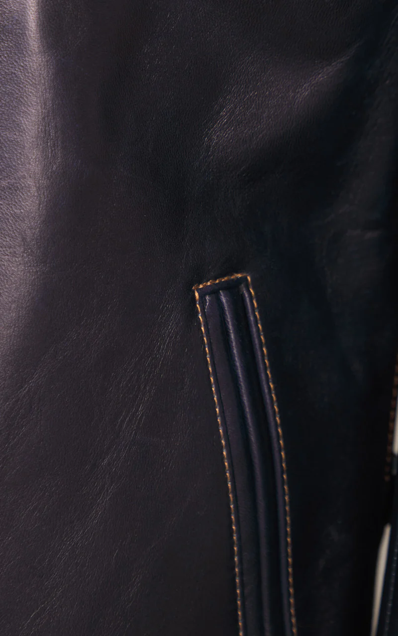 Y'2 Leather IR-42 Horsehide Single Riders Leather Jacket Indigo - Image 8