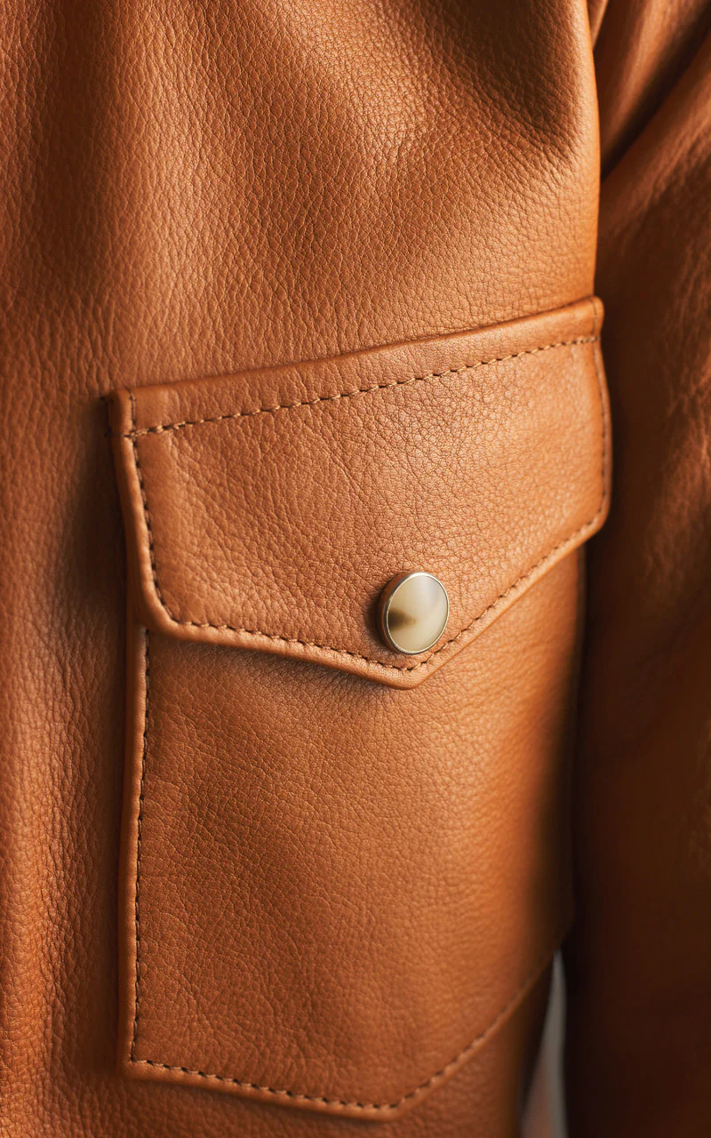 Y'2 Leather Steer Oil Leather Western Shirt Camel - Image 11