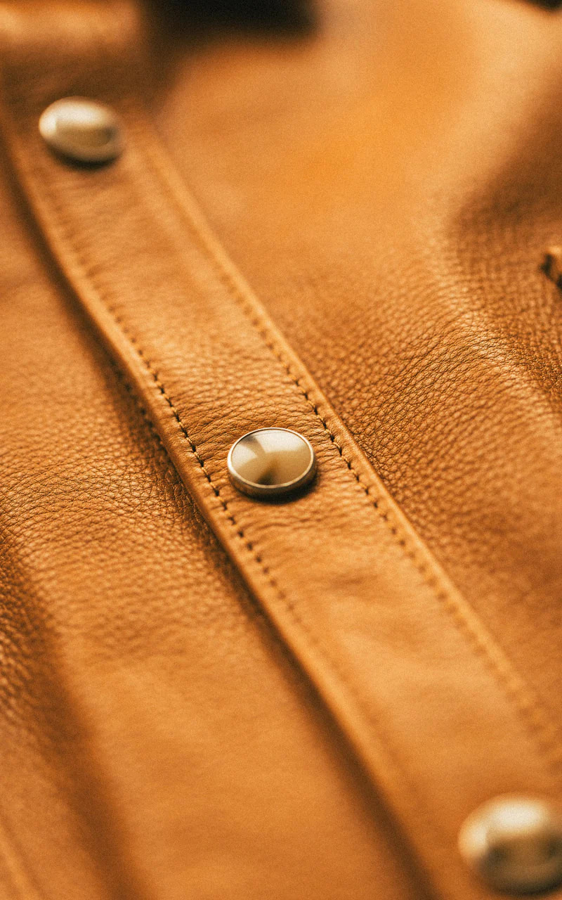 Y'2 Leather Steer Oil Leather Western Shirt Camel - Image 13