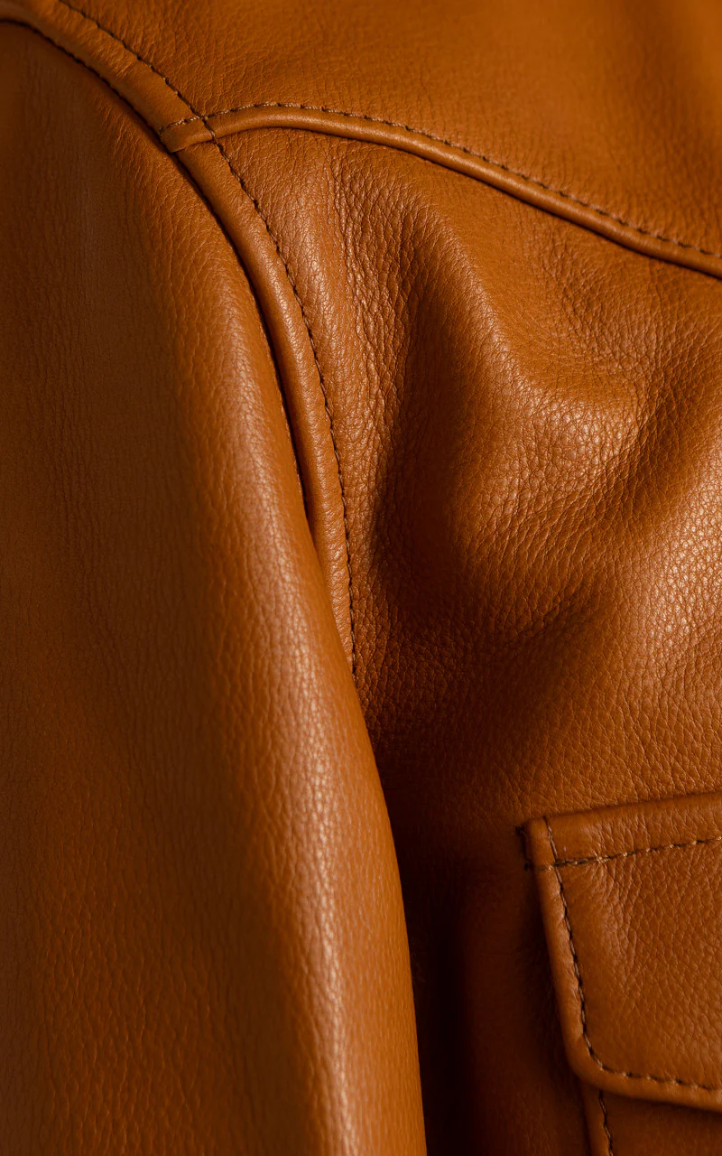 Y'2 Leather Steer Oil Leather Western Shirt Camel - Image 7
