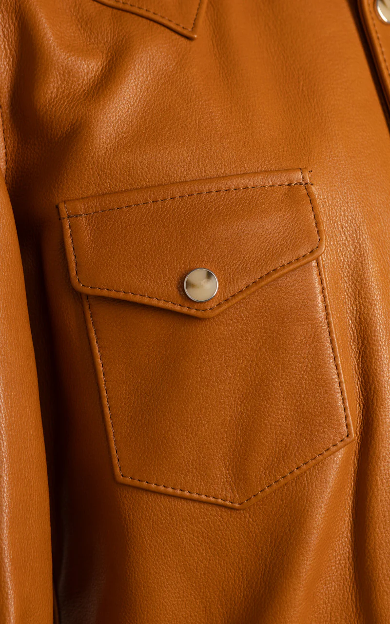 Y'2 Leather Steer Oil Leather Western Shirt Camel - Image 8