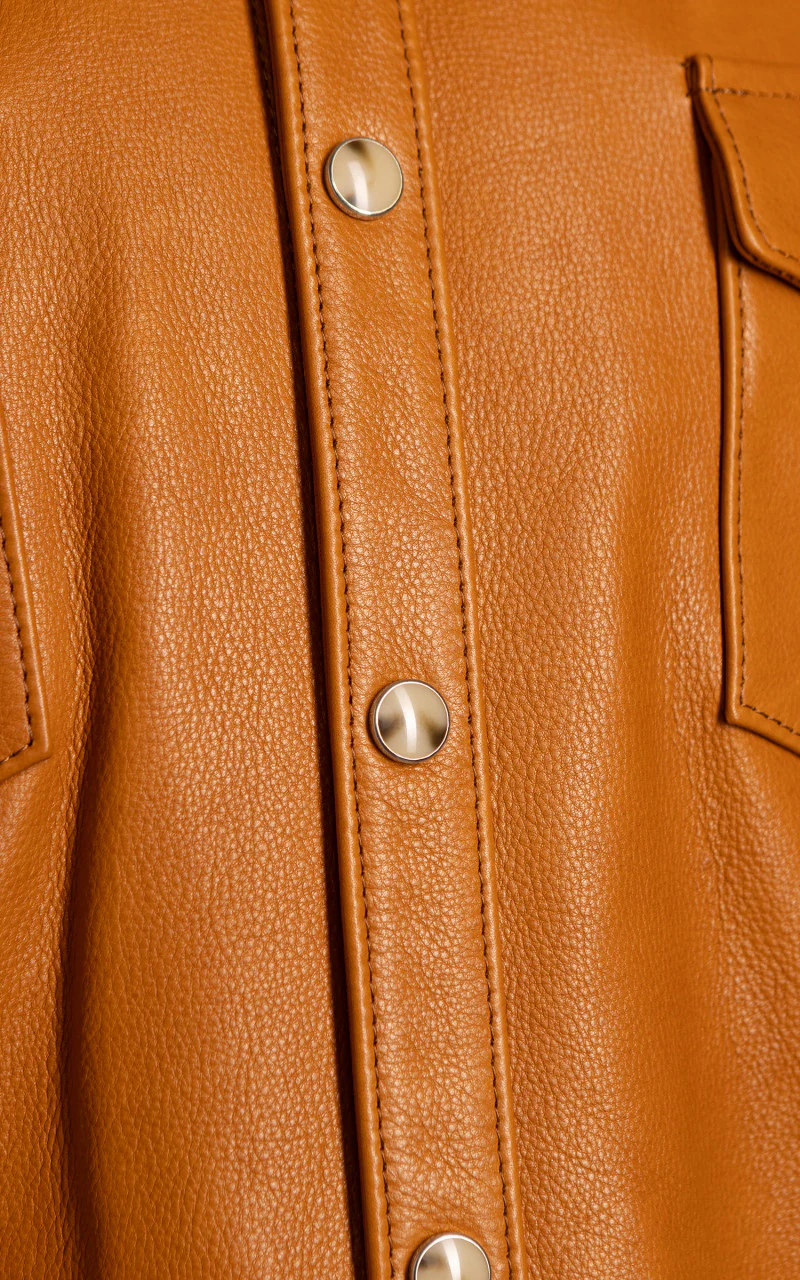 Y'2 Leather Steer Oil Leather Western Shirt Camel - Image 9