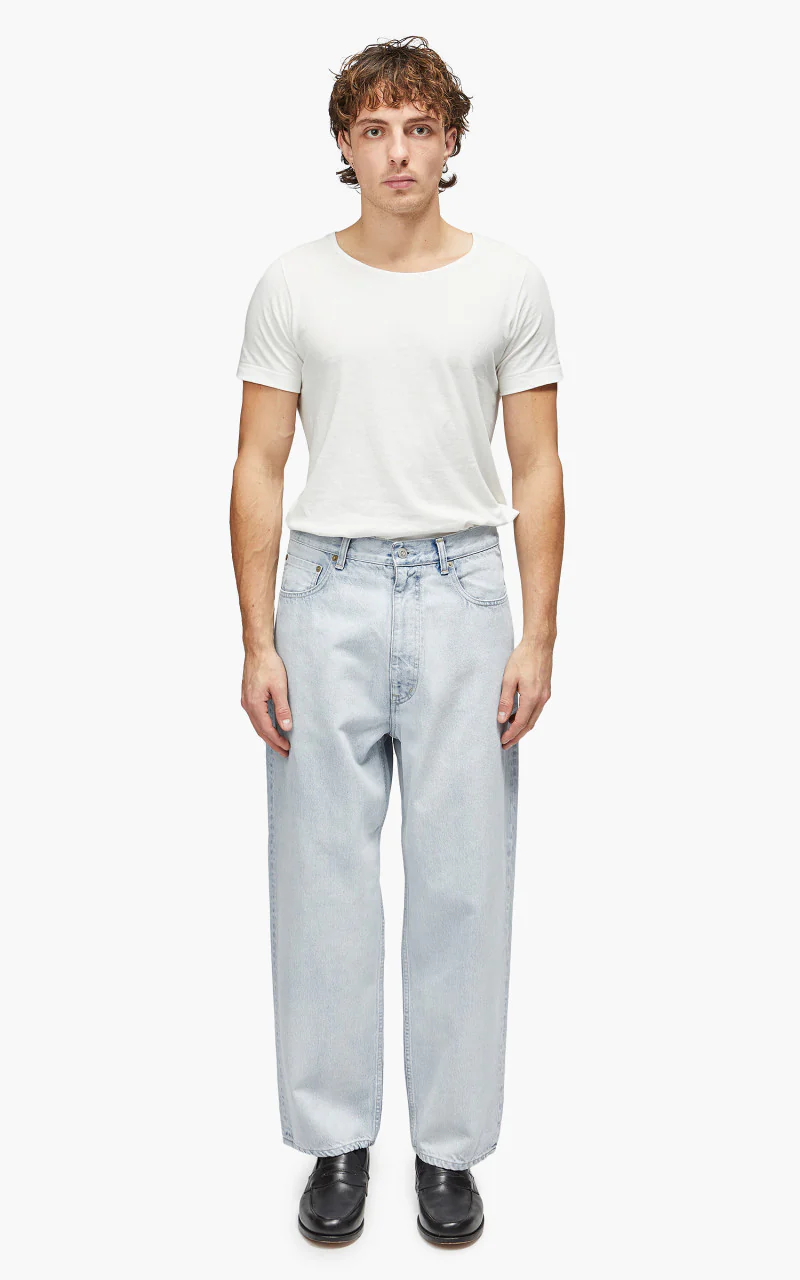 YLÈVE 13.5oz Denim Baggy Trousers Fade Ice Indigo - Image 2
