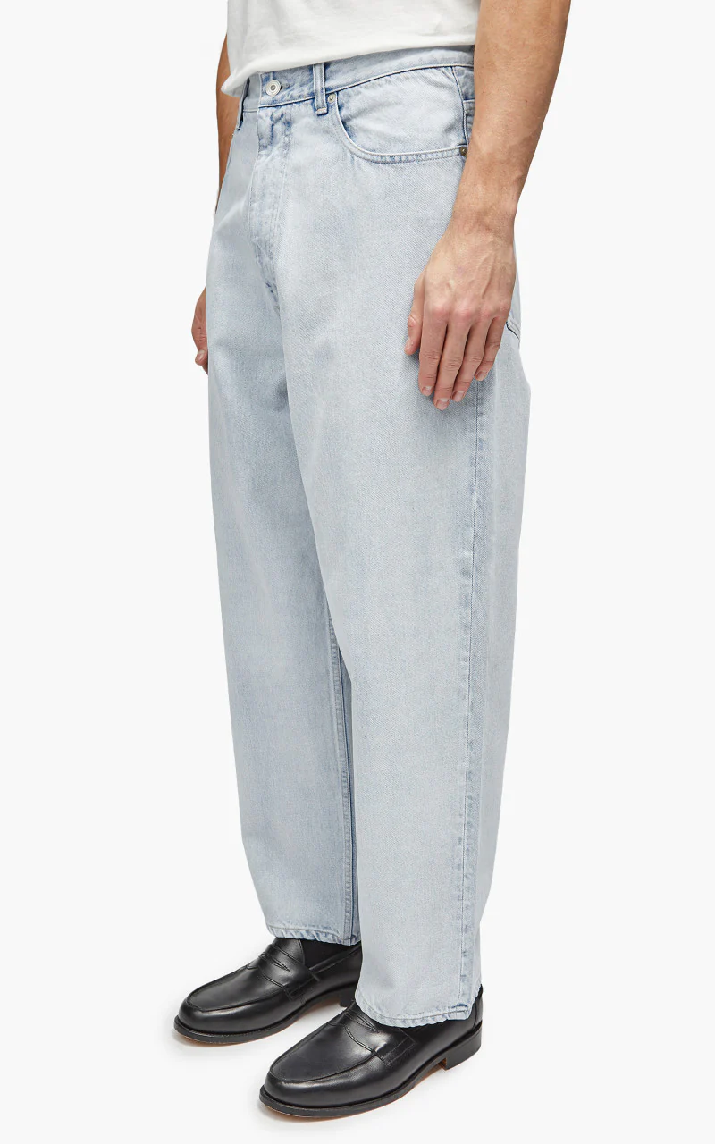 YLÈVE 13.5oz Denim Baggy Trousers Fade Ice Indigo - Image 4