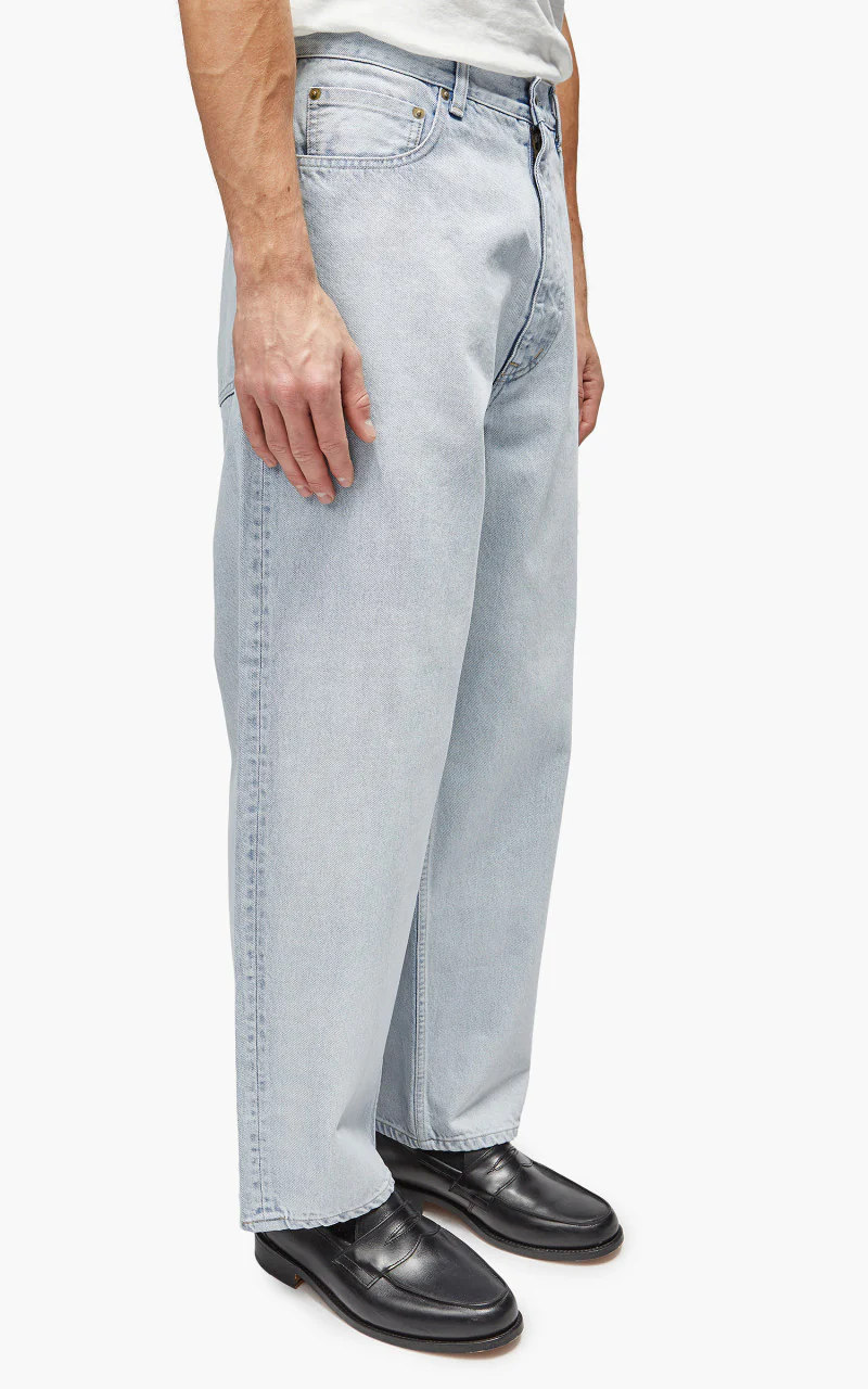 YLÈVE 13.5oz Denim Baggy Trousers Fade Ice Indigo - Image 5