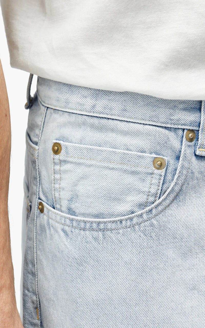 YLÈVE 13.5oz Denim Baggy Trousers Fade Ice Indigo - Image 7