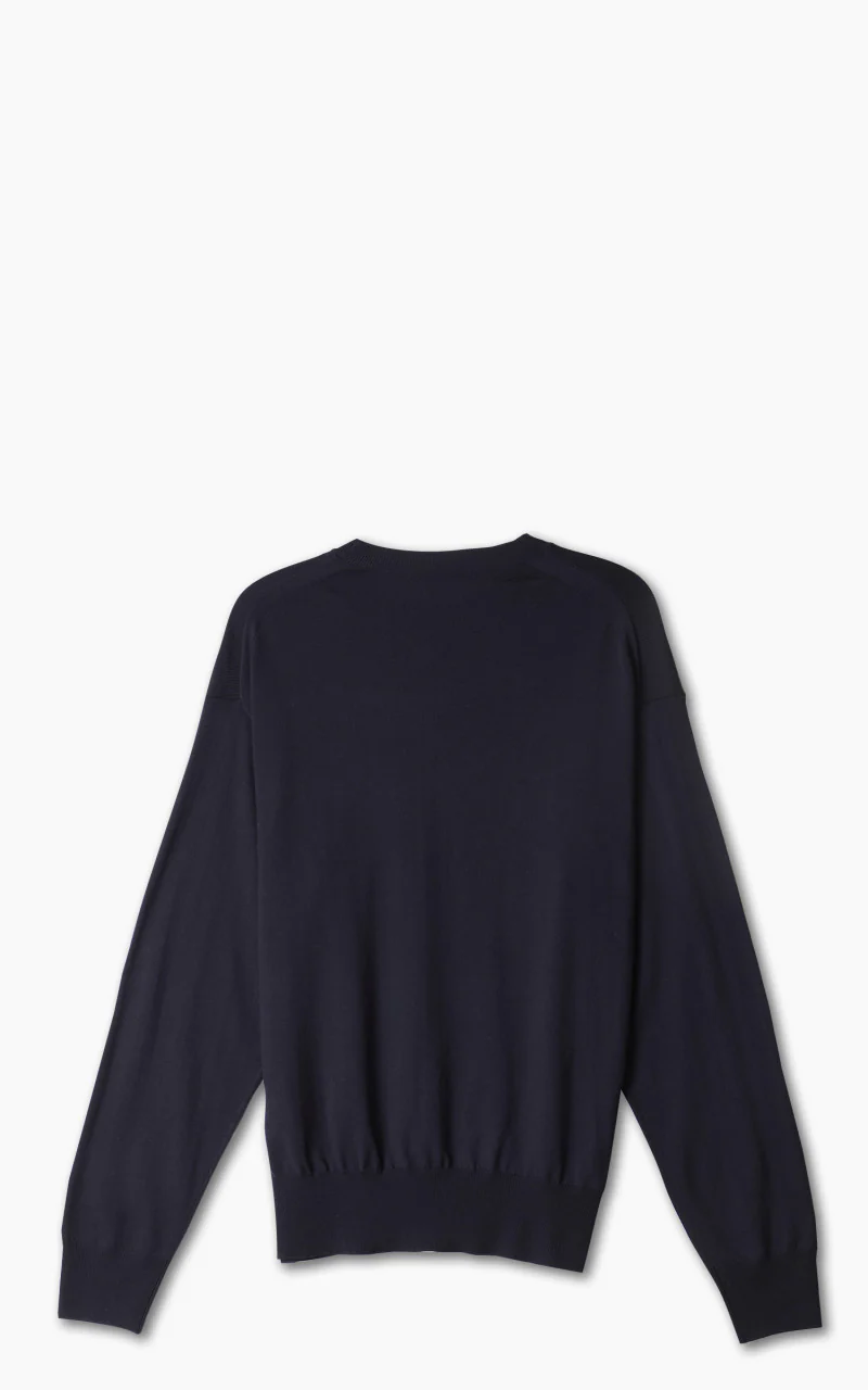 YLÈVE Superfine Merino Wool Knit Pullover Navy - Image 3