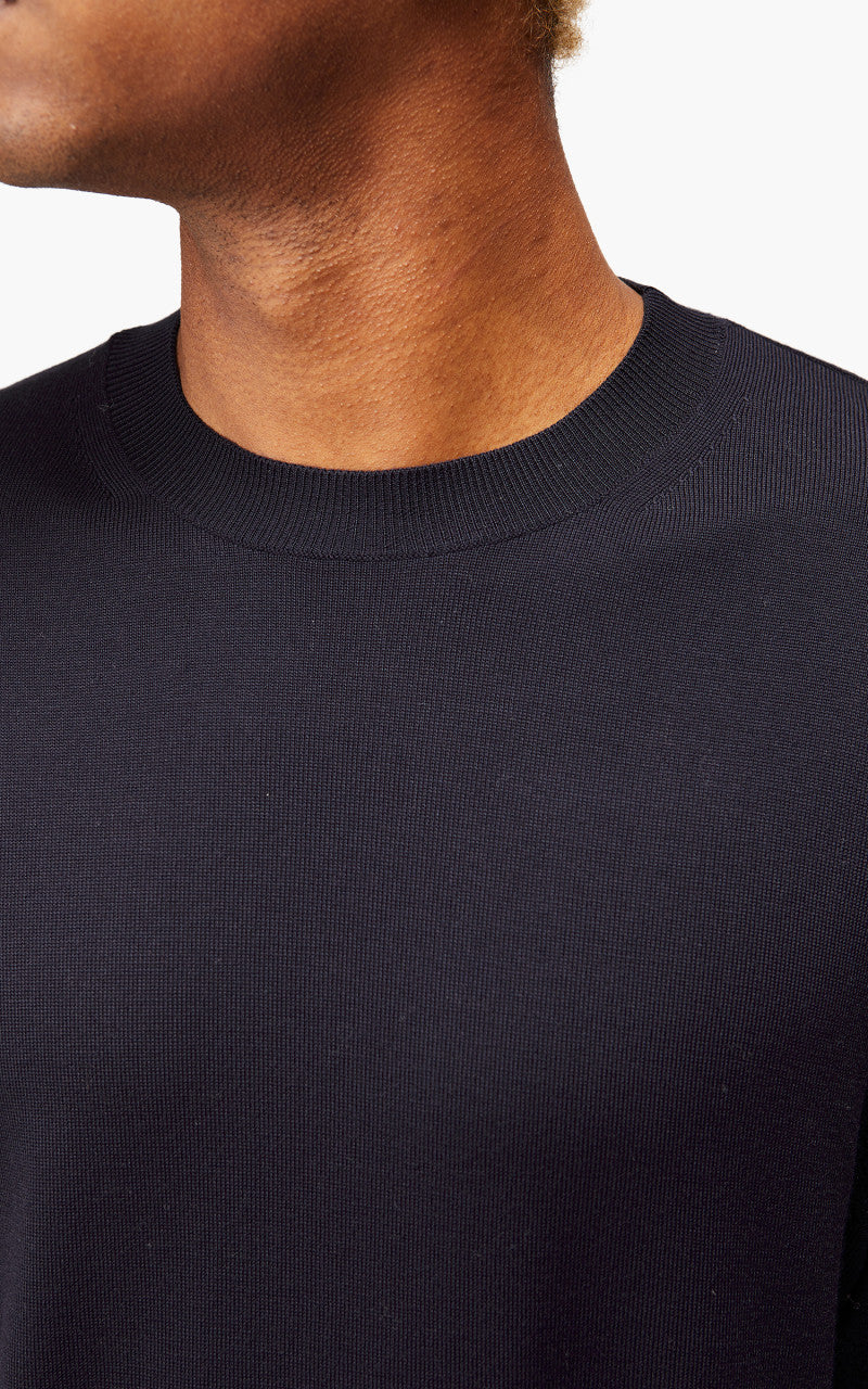 YLÈVE Superfine Merino Wool Knit Pullover Navy - Image 7