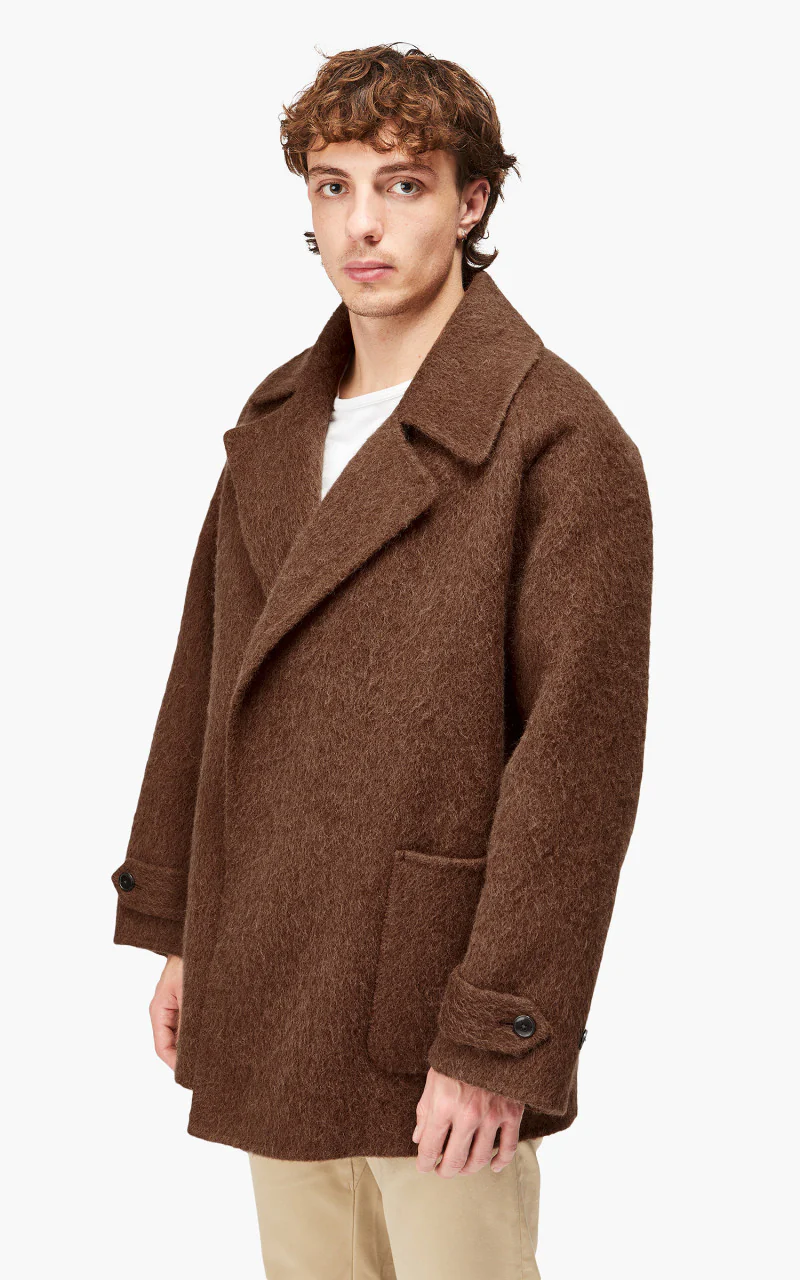 YLÈVE Wool Alpaca Reversible Coat Tobacco - Image 3