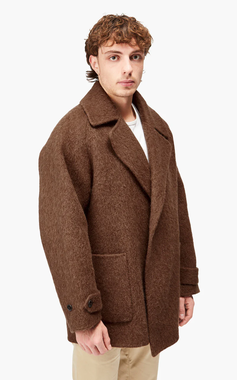 YLÈVE Wool Alpaca Reversible Coat Tobacco - Image 4