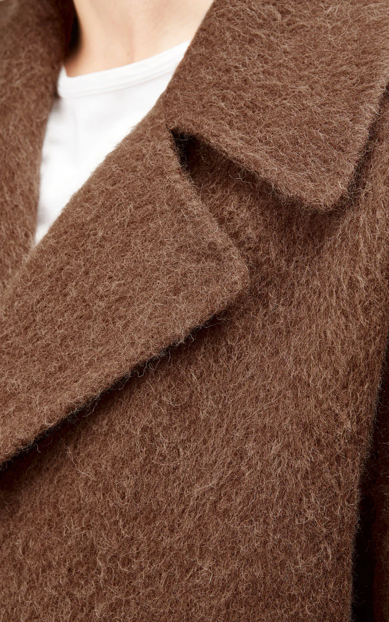 YLÈVE Wool Alpaca Reversible Coat Tobacco - Image 7