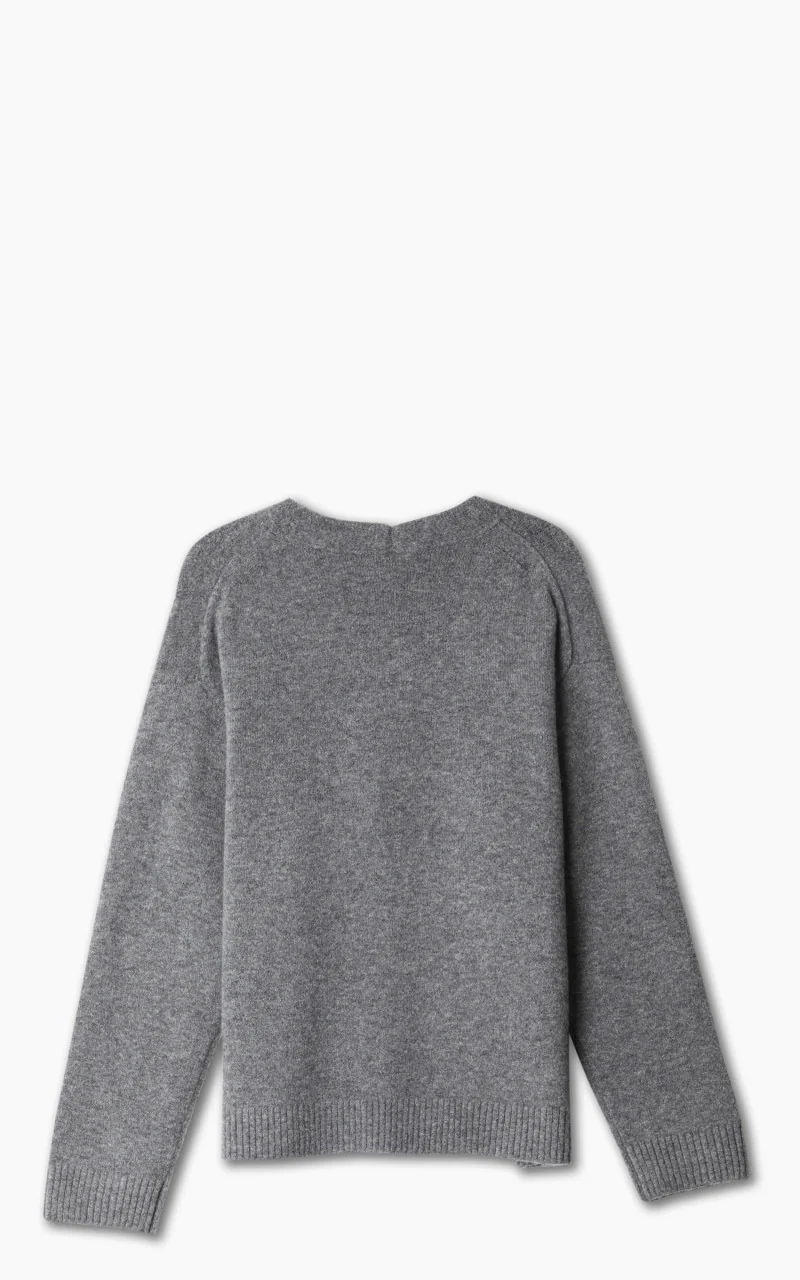 YLÈVE Wool Boucle Knit Cardigan Grey - Image 3
